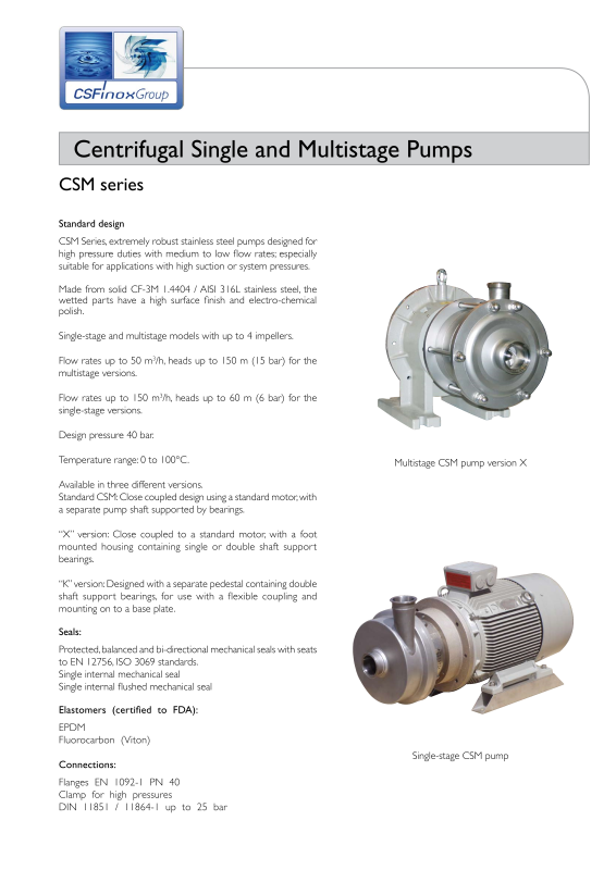 CSF Steam Water Mixers Stainless Steel - Pump Engineering